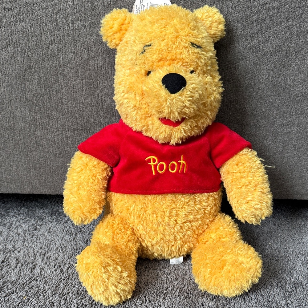 Disney Pooh Bear Plush - Golden Yellow and Red